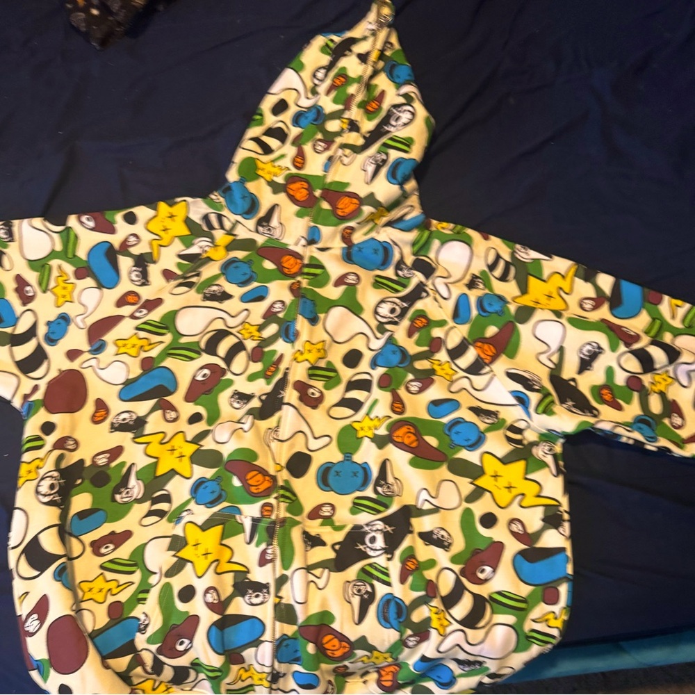 BAPE × KAWS animal kingdom full zip hoodie Blue A Bathing